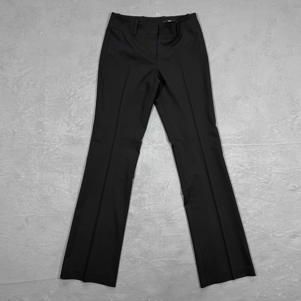 Hugo Boss Tulia 4 Black Wool Blend Flared Leg Trousers Women's 4